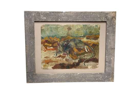 EARLY 20th CENTURY OIL STUDY OF A RODENT