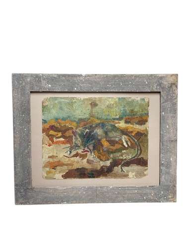 EARLY 20th CENTURY OIL STUDY OF A RODENT