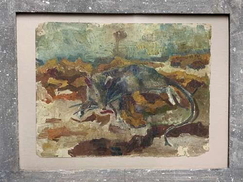 EARLY 20th CENTURY OIL STUDY OF A RODENT