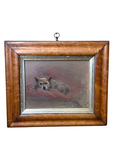 19th Century Watercolour Of A Terrier Called Joie