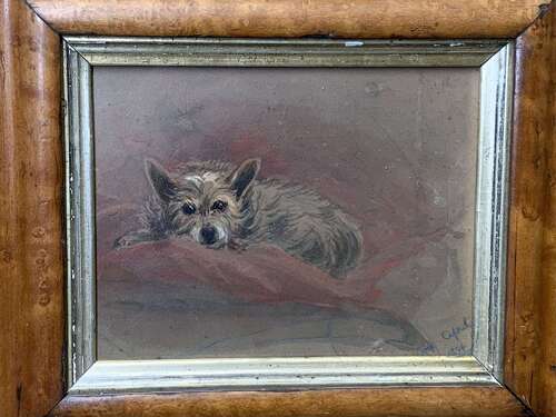 19th Century Watercolour Of A Terrier Called Joie