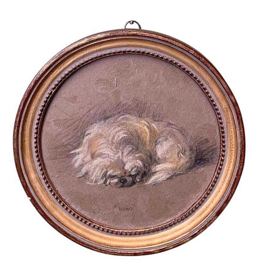 Charcoal & Pastel Study Of A Pekingese Dog