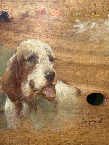 George Fauvel - Portrait Of A Spaniel On Artists Palette