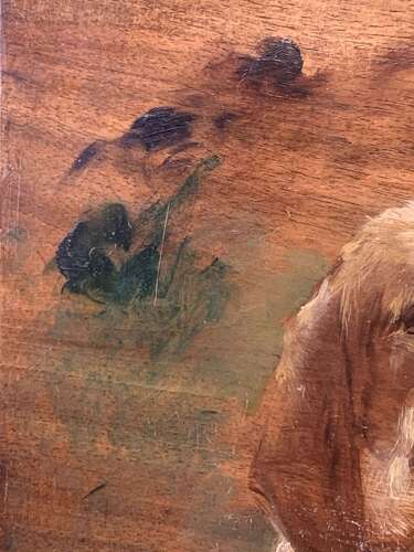 George Fauvel - Portrait Of A Spaniel On Artists Palette