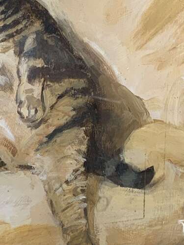 Early 20th Century Oil Study Of A Tabby Cat