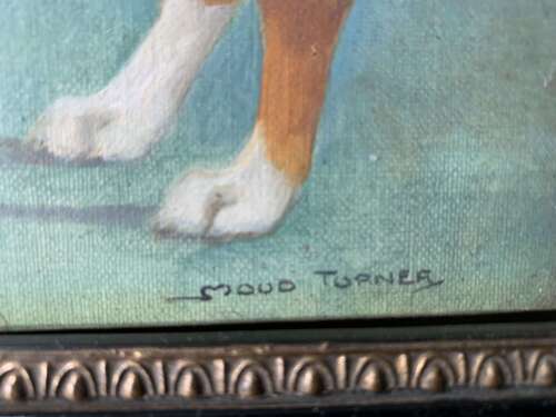 Early 20th C Portrait Of A Staffy By Maud Turner