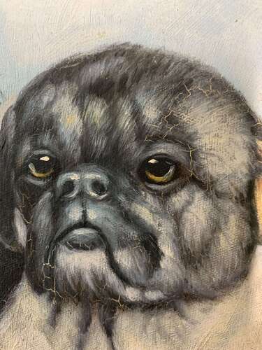 Oil On Panel Of A Cocker Spaniel And A Pug