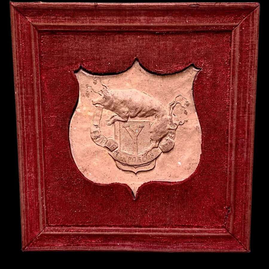 19th C Crest Of A Leaping Pig