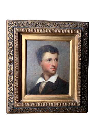 A Charming 19th C Oil Portrait Of A Young Man