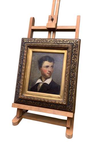 A Charming 19th C Oil Portrait Of A Young Man