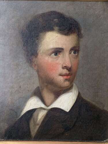 A Charming 19th C Oil Portrait Of A Young Man