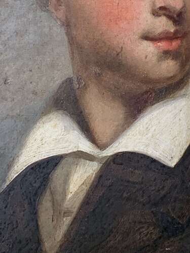 A Charming 19th C Oil Portrait Of A Young Man