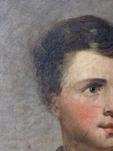 A Charming 19th C Oil Portrait Of A Young Man