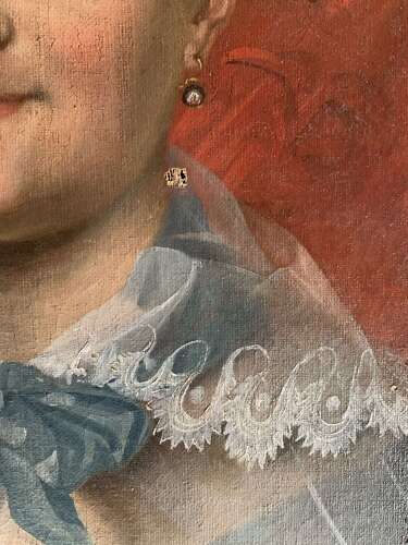 Large 18th Century Full Length Portrait Of A French Lady