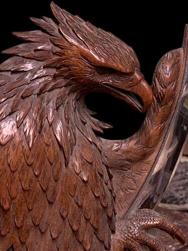 Antique Carved Walnut Eagle Design Mirror