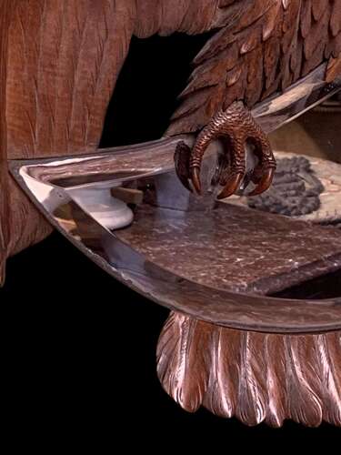 Antique Carved Walnut Eagle Design Mirror