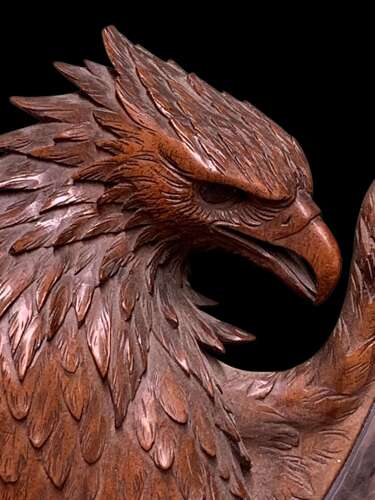 Antique Carved Walnut Eagle Design Mirror