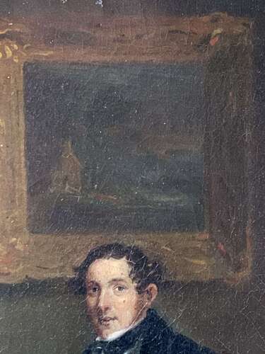 Gentleman At His Desk - Early Oil Painting