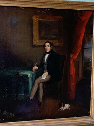 Gentleman At His Desk - Early Oil Painting