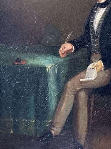 Gentleman At His Desk - Early Oil Painting