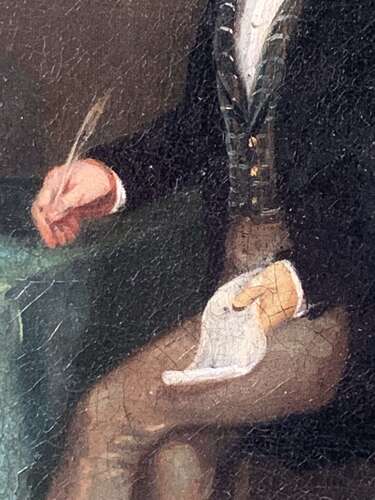 Gentleman At His Desk - Early Oil Painting