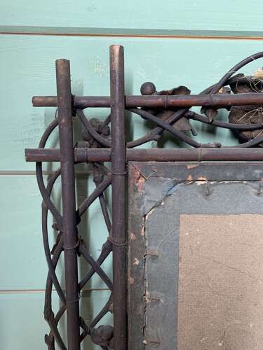 Antique Folk Art Twig Work Picture Frame