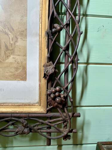 Antique Folk Art Twig Work Picture Frame