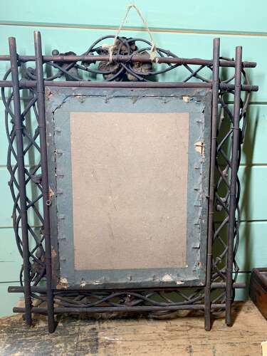 Antique Folk Art Twig Work Picture Frame