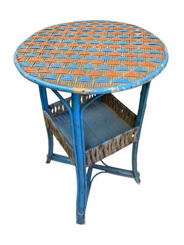French Rattan Antique Side Table