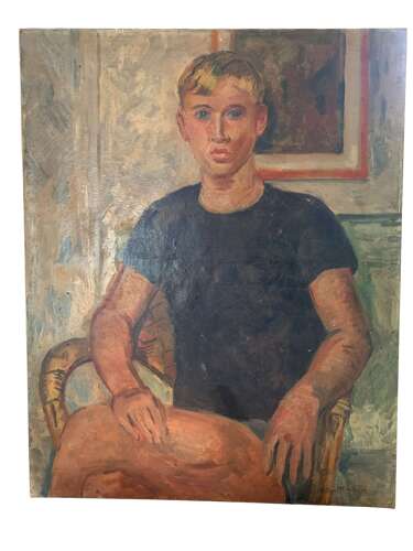Portrait Of A Young Man - Oil On Canvas