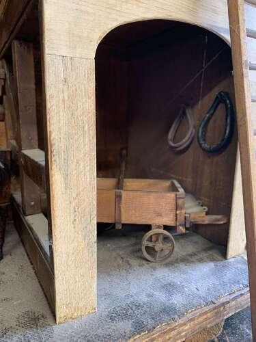 A Folk Art Wooden Toy Model Of A Stable