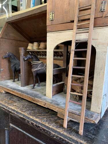 A Folk Art Wooden Toy Model Of A Stable