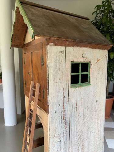 A Folk Art Wooden Toy Model Of A Stable