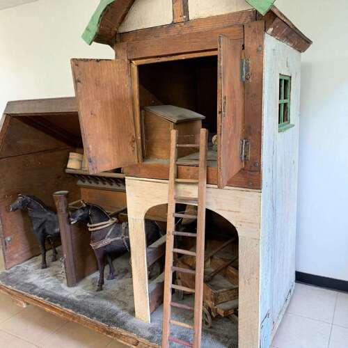 A Folk Art Wooden Toy Model Of A Stable