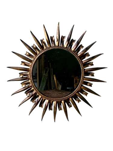 Large Gilt Metal Sunburst Mirror