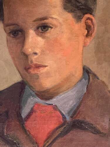 MID CENTURY OIL ON CANVAS OF A YOUNG BOY
