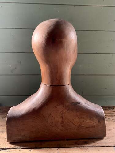 RARE CARVED ELM FRENCH MILLINER’S HEAD & SHOULDERS