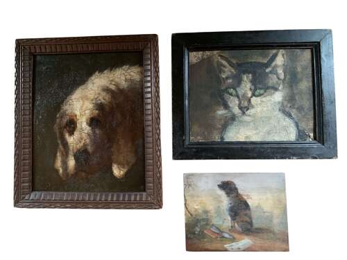 EARLY 20th C OIL SKETCH OF A CAT