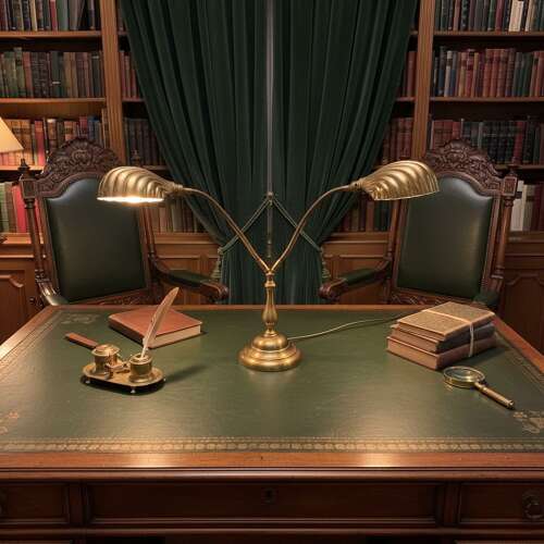 UNUSUAL MID CENTURY DOUBLE DESK OR SIDE LAMP