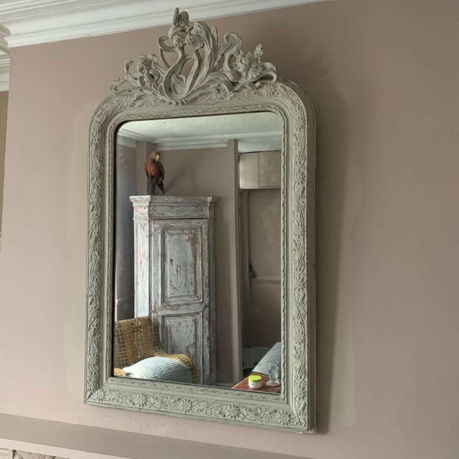 LARGE FRENCH ART NOUVEAU PERIOD WALL MIRROR