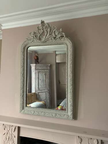 LARGE FRENCH ART NOUVEAU PERIOD WALL MIRROR