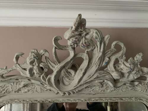 LARGE FRENCH ART NOUVEAU PERIOD WALL MIRROR