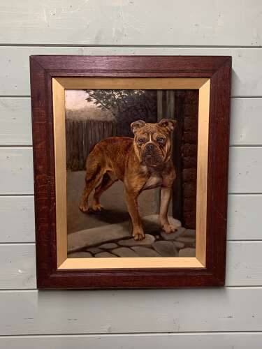 AN ENGLISH BULLDOG - OIL ON BOARD