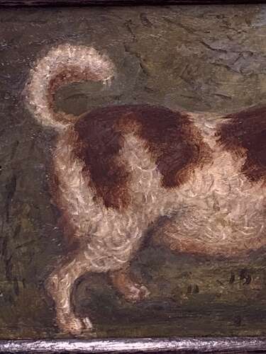 ENGLISH SCHOOL - NAIVE OIL PORTRAIT OF A DOG