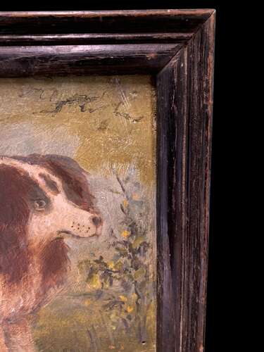 ENGLISH SCHOOL - NAIVE OIL PORTRAIT OF A DOG
