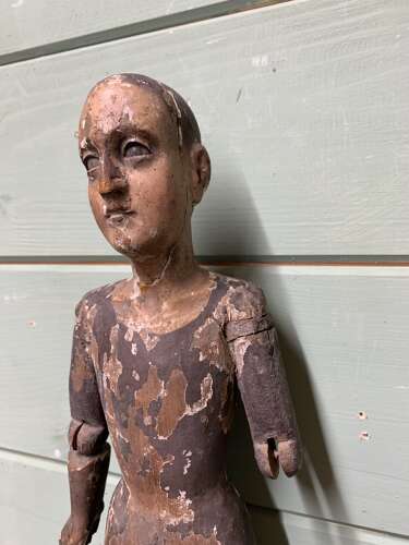 ANTIQUE CARVED FIGURE OF A SAINT OR SANTO