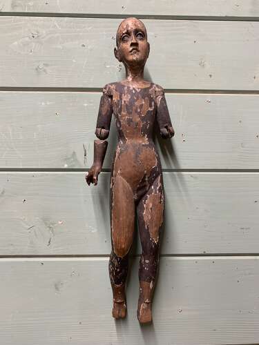 ANTIQUE CARVED FIGURE OF A SAINT OR SANTO