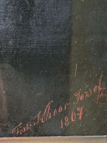 LARGE ANTIQUE OIL PORTRAIT AFTER TITIAN