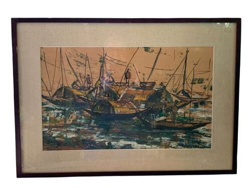 MID CENTURY OIL - FISHING BOATS