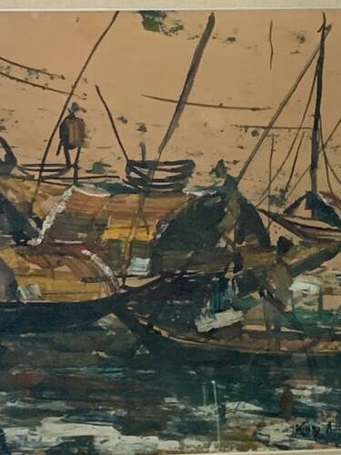 MID CENTURY OIL - FISHING BOATS